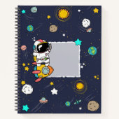 Astronaut Outer Space Cartoon Notitieboek (Voorkant)