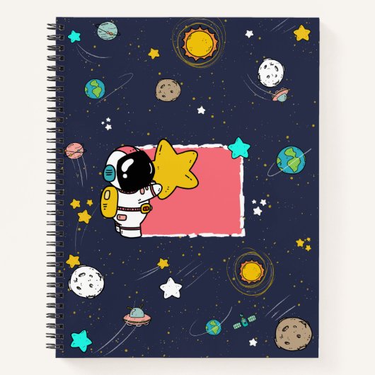 Astronaut Outer Space Cartoon Notitieboek (Voorkant)