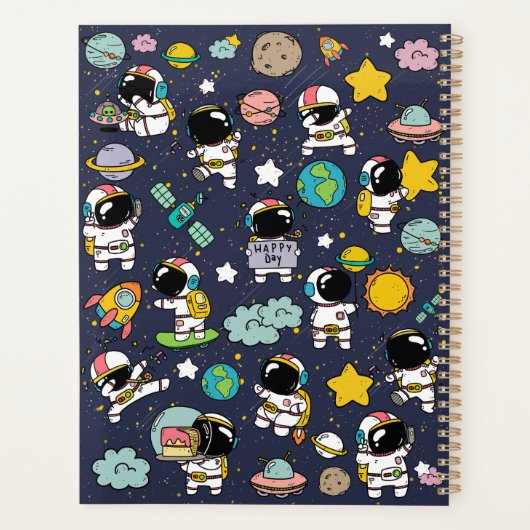 Astronaut Outer Space Cartoon Planner (Achterkant)