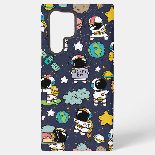 Astronaut Outer Space Cartoon Samsung Galaxy Hoesje (Achterkant)