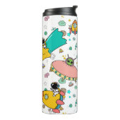 Astronaut Outer Space Cartoon Thermosbeker (Gedraaid links)