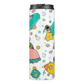 Astronaut Outer Space Cartoon Thermosbeker (Achterkant)