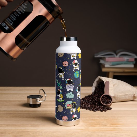 Astronaut Outer Space Cartoon Waterfles (Koffie)