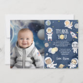 Astronaut Outer Space Safari Verjaardagsfoto Bedankkaart (Voorkant)