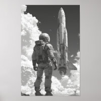 Astronaut over-de-schouder schot Poster