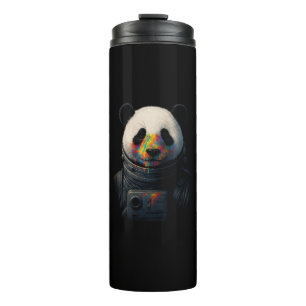 Astronaut Panda met neonverfspatten Thermosbeker