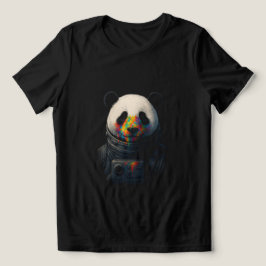 Astronaut Panda met neonverfspatten  Tri-Blend Shirt