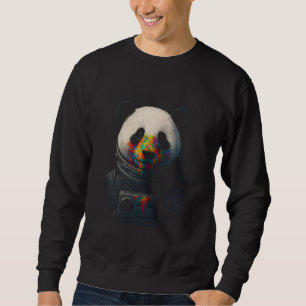 Astronaut Panda met neonverfspatten Trui