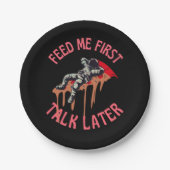 Astronaut Pizza Space Grappig Papieren Bordje (Voorkant)