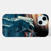 Astronaut plaatst een vlag in Saturn Phone Case (Achterkant (horizontaal))