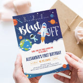 Astronaut Planet Outer Space Rocket Ship Party Kaart