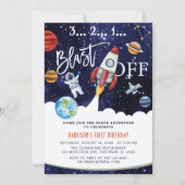 Astronaut Planet Rocket Buitenspace 1st verjaardag Kaart (Voorkant)