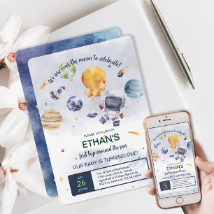 Astronaut Planet Space Party Kinderen Verjaardag Kaart