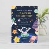 Astronaut Planeten Space Boy Verjaardag Kaart (Staand voorkant)