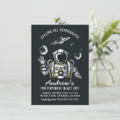 Astronaut & Planets Boy's Birthday Party Kaart (Staand voorkant)