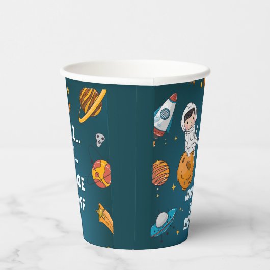 Astronaut Planets Space Blue Galaxy Birthday Papieren Bekers (Rechts)