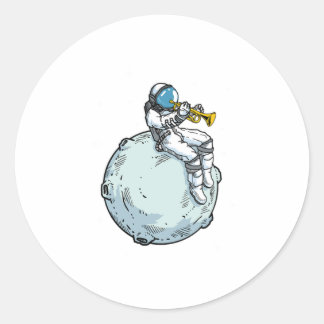 Astronaut Playing Trumpet Music Trumpet Lover Gift Ronde Sticker