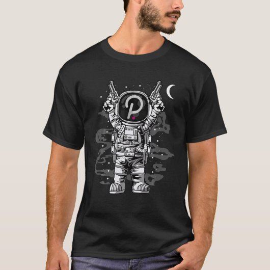 Astronaut Polkadot Coin DOT to the Moon Crypto Tok T-shirt (Voorkant)
