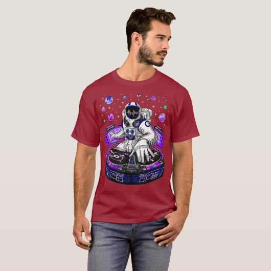 Astronaut Psychedelic Music DJ Psytrance Techno T-shirt (Voorkant volledig)