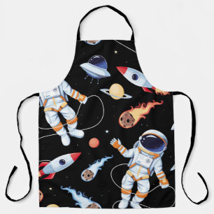 Astronaut raket: ruimte naadloos patroon schort