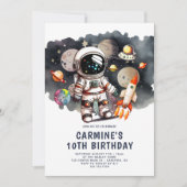 Astronaut Rakettrip 10e Verjaardag Kaart (Voorkant)