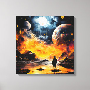 Astronaut Reiziger Kosmische Horizon Reis Canvas Afdruk