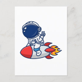 Astronaut Ride A Rocket Briefkaart