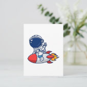 Astronaut Ride A Rocket Briefkaart (Staand voorkant)