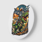 Astronaut Riding a T-Rex – Epic Space Dinosaur Grote Klok (Hoek)