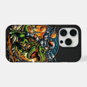 Astronaut Riding a T-Rex – Epic Space Dinosaur iPhone Hoesje (Achterkant horizontaal)