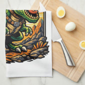 Astronaut Riding a T-Rex – Epic Space Dinosaur Theedoek (Quarter Fold)