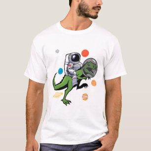 Astronaut Riding Rex Dinosaurus Astro Space T-shirt