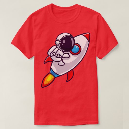 Astronaut Riding Rocket Cartoon1 T-shirt (Design voorkant)