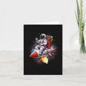 Astronaut Riding Rocket Planets Funny Christmas Ki Kaart (Voorkant)