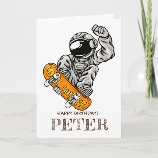 Astronaut Riding SKATEBOARD Kaart (Voorkant)