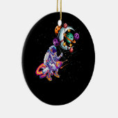 Astronaut Riding SpaceShip Planeten In Hand Art Ou Keramisch Ornament (Rechts)