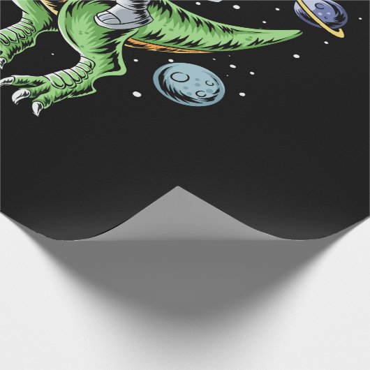 Astronaut Riding T-Rex Dinosaur Astro T-Rex Space Cadeaupapier (Hoek)