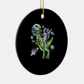 Astronaut Riding T-Rex Dinosaur Astro T-Rex Space Keramisch Ornament (Rechts)