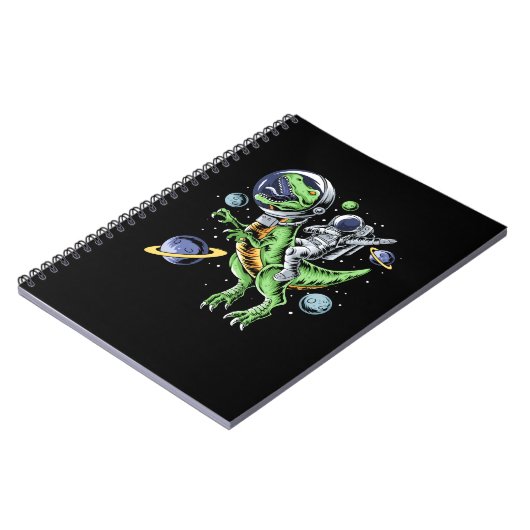 Astronaut Riding T-Rex Dinosaur Astro T-Rex Space Notitieboek (Linkerzijde)