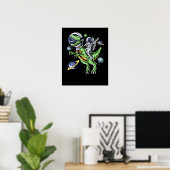 Astronaut Riding T-Rex Dinosaur Astro T-Rex Space Poster (Thuiskantoor)
