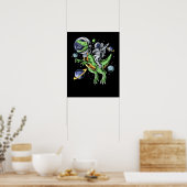 Astronaut Riding T-Rex Dinosaur Astro T-Rex Space Poster (Keuken)