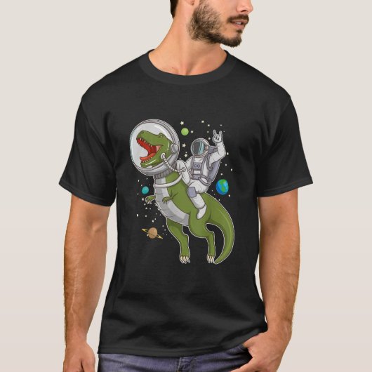 Astronaut Riding T-Rex Dinosaur Astro T-Rex Space T-shirt (Voorkant)
