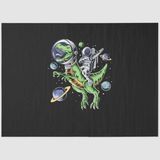 Astronaut Riding T-Rex Dinosaur Astro T-Rex Space Tissuepapier (Voorkant)