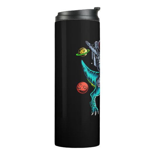 Astronaut Riding T-Rex Dinosaurus Thermosbeker (Gedraaid links)