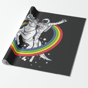 Astronaut Riding Unicorn Cadeaupapier