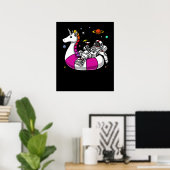 Astronaut Riding Unicorn Float Space Pool Poster (Thuiskantoor)