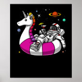 Astronaut Riding Unicorn Float Space Pool Poster (Voorkant)