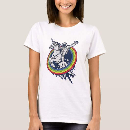 Astronaut Riding Unicorn T-shirt (Voorkant)