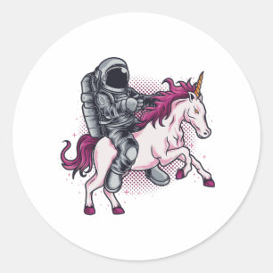 Astronaut rijden op een roze Eenhoorn T-shirt Pet Ronde Sticker