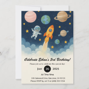 Astronaut & Rocket Adventure in de ruimte Verjaard Kaart